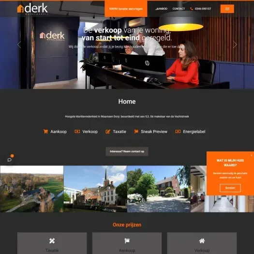Screenshot of the website of www.derkmakelaardij.nl
