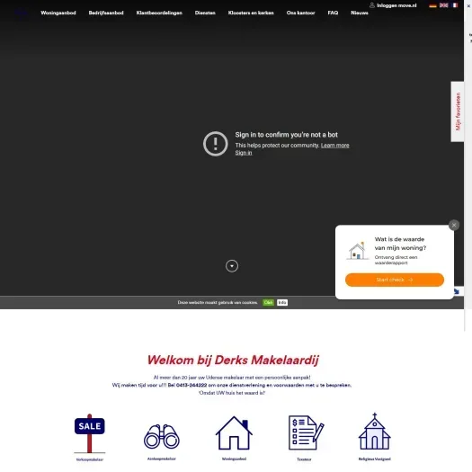 Screenshot of the website of www.derksmakelaardij.nl