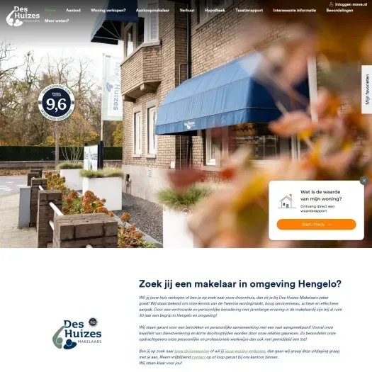 Screenshot van de website van www.deshuizes.nl