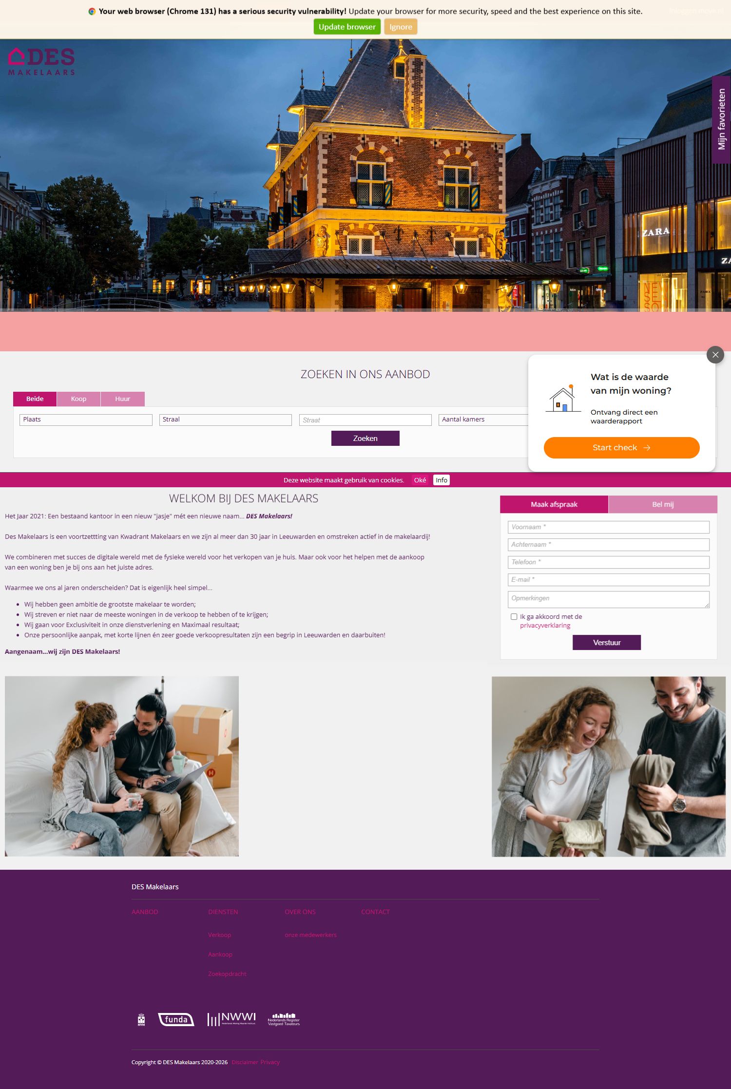 Capture d'écran du site web de www.desmakelaars.nl