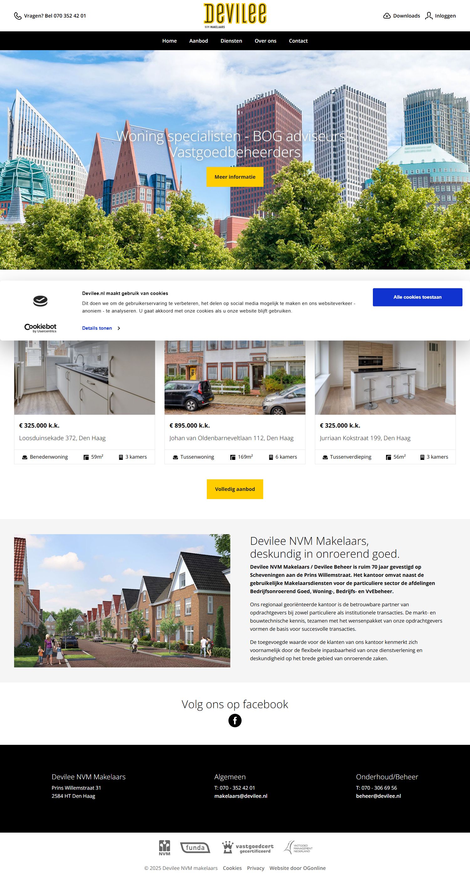 Screenshot of the website of www.devilee.nl