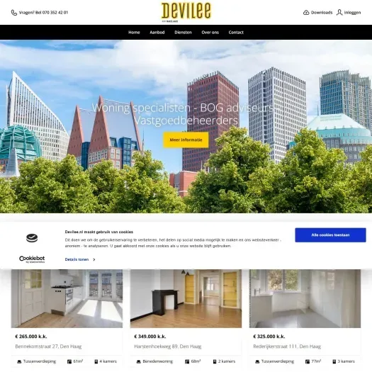 Screenshot van de website van www.devilee.nl