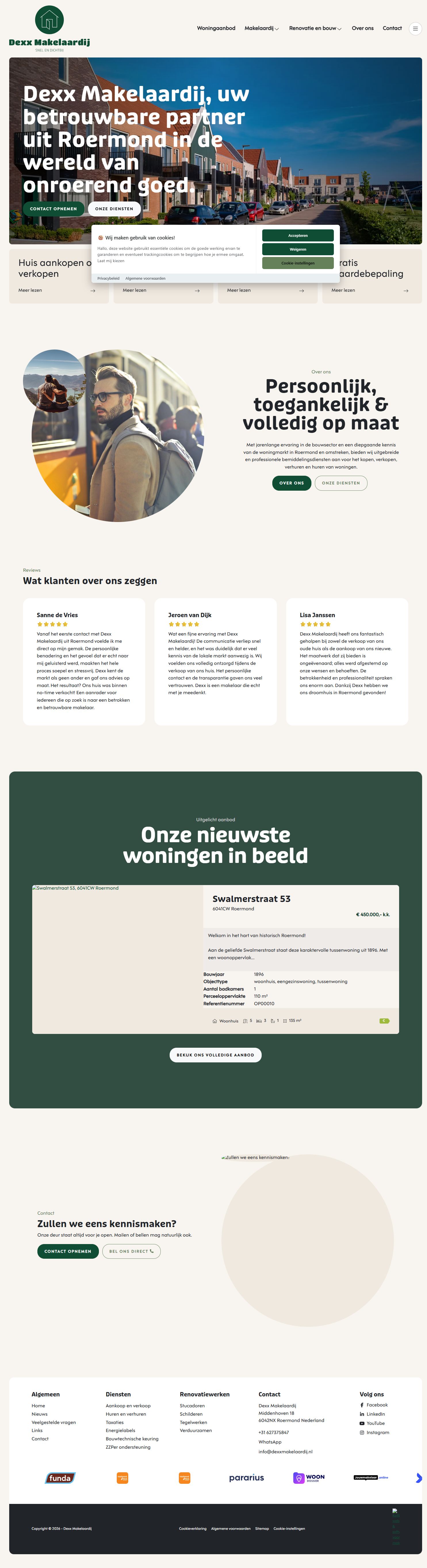 Screenshot der Website von www.dexxmakelaardij.nl