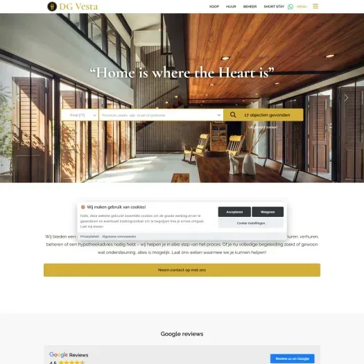 Screenshot van de website van www.dgvesta.nl