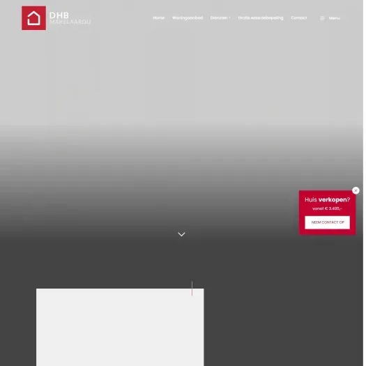 Screenshot van de website van www.dhbmakelaardijmh.nl