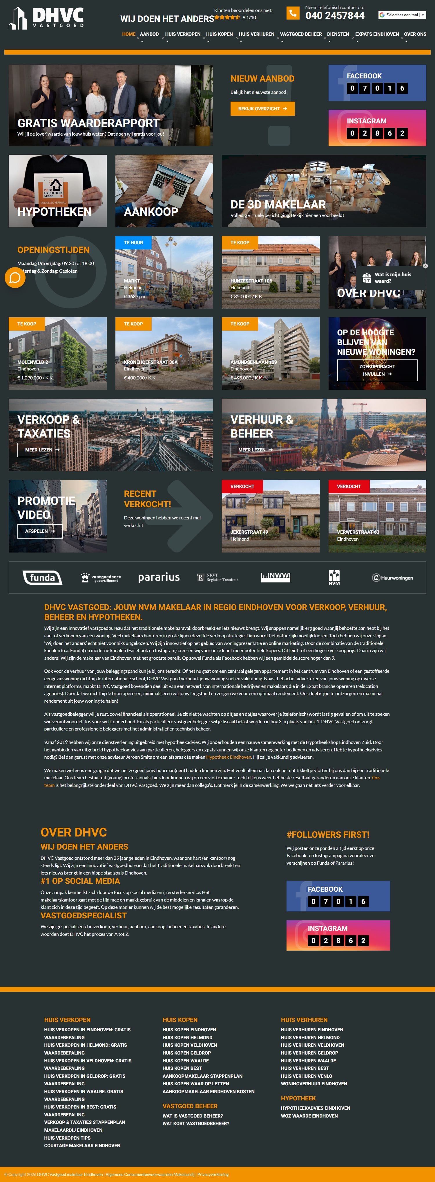 Screenshot der Website von www.dhvc.nl