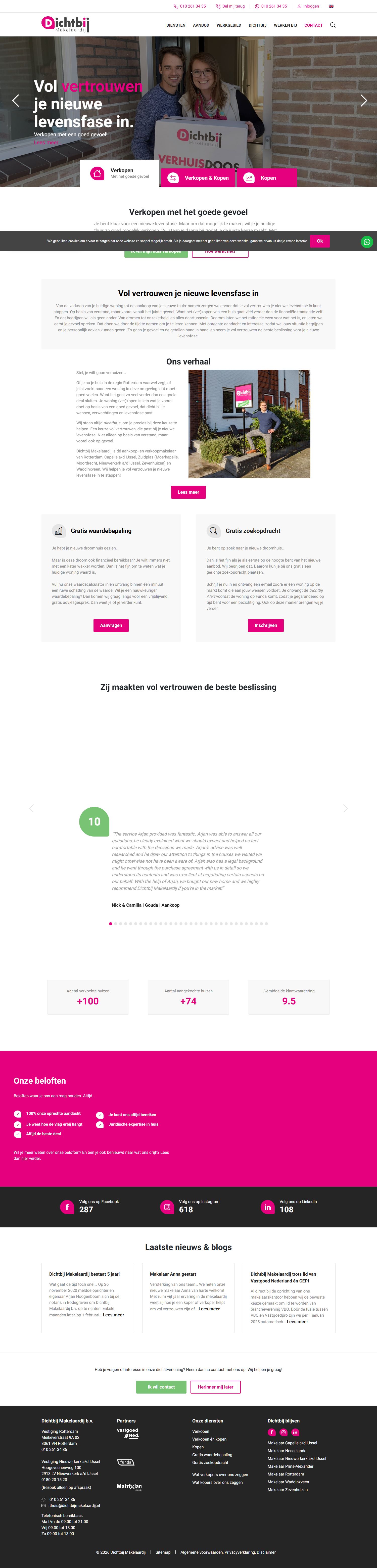 Screenshot of the website of www.dichtbijmakelaardij.nl