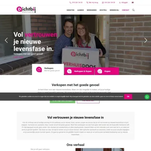 Screenshot van de website van www.dichtbijmakelaardij.nl