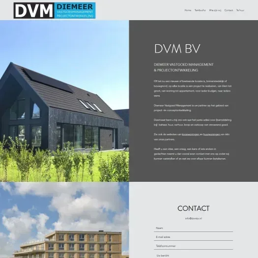 Screenshot van de website van www.dvmbv.nl