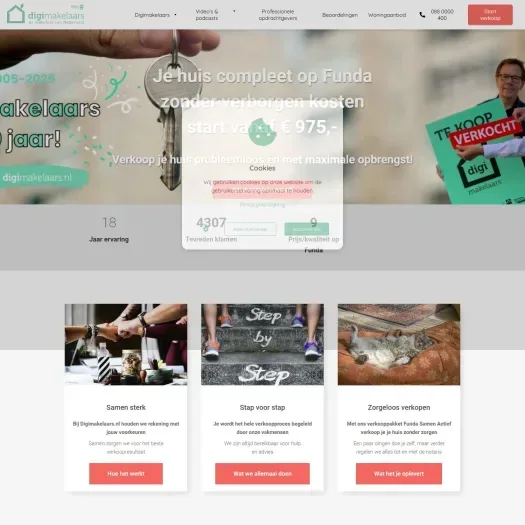 Screenshot van de website van www.digimakelaars.nl