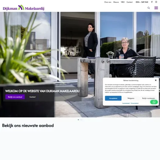 Screenshot van de website van www.dijkmanmakelaardij.nl