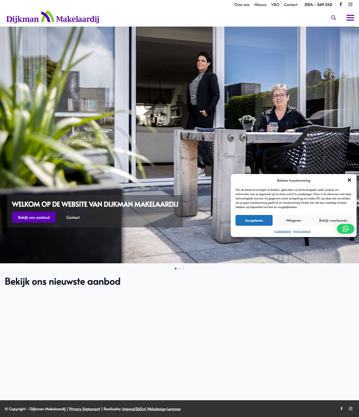 Screenshot der Website von www.dijkmanmakelaardij.nl