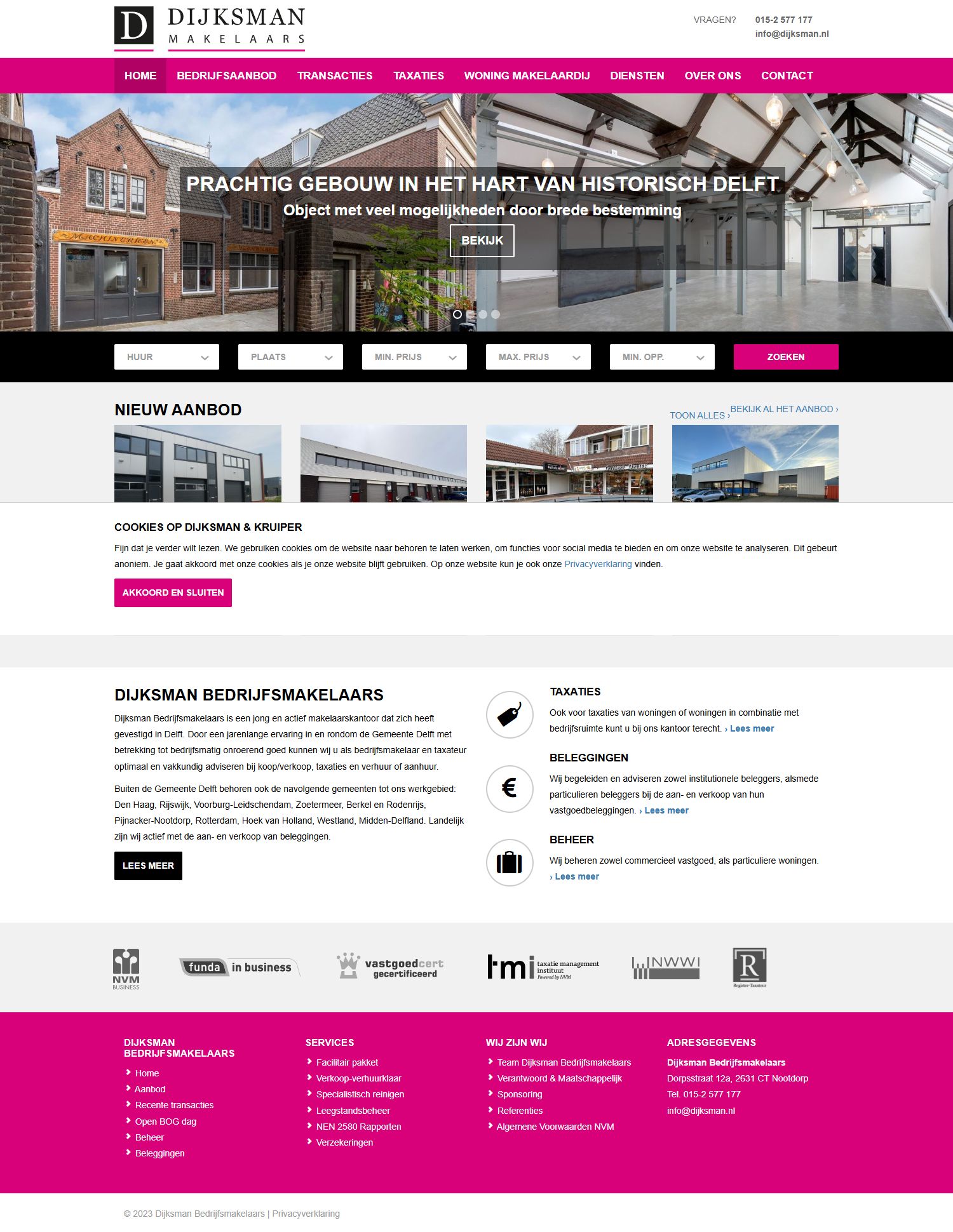 Screenshot van de website van www.dijksman.nl