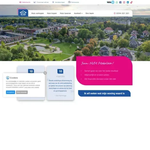 Screenshot van de website van www.dijkstramakelaardij.nl