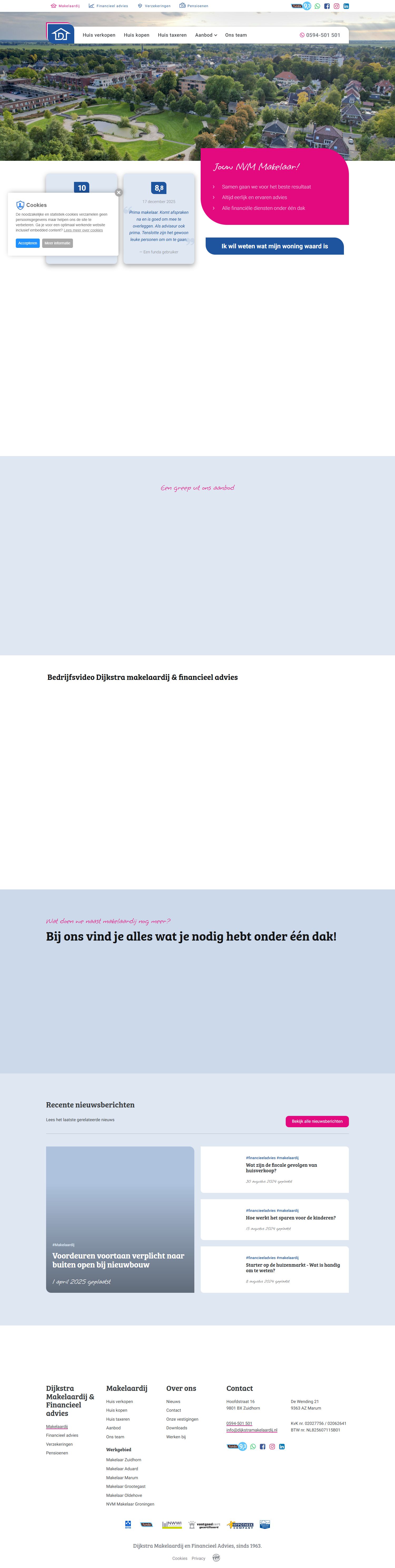 Screenshot der Website von www.dijkstramakelaardij.nl