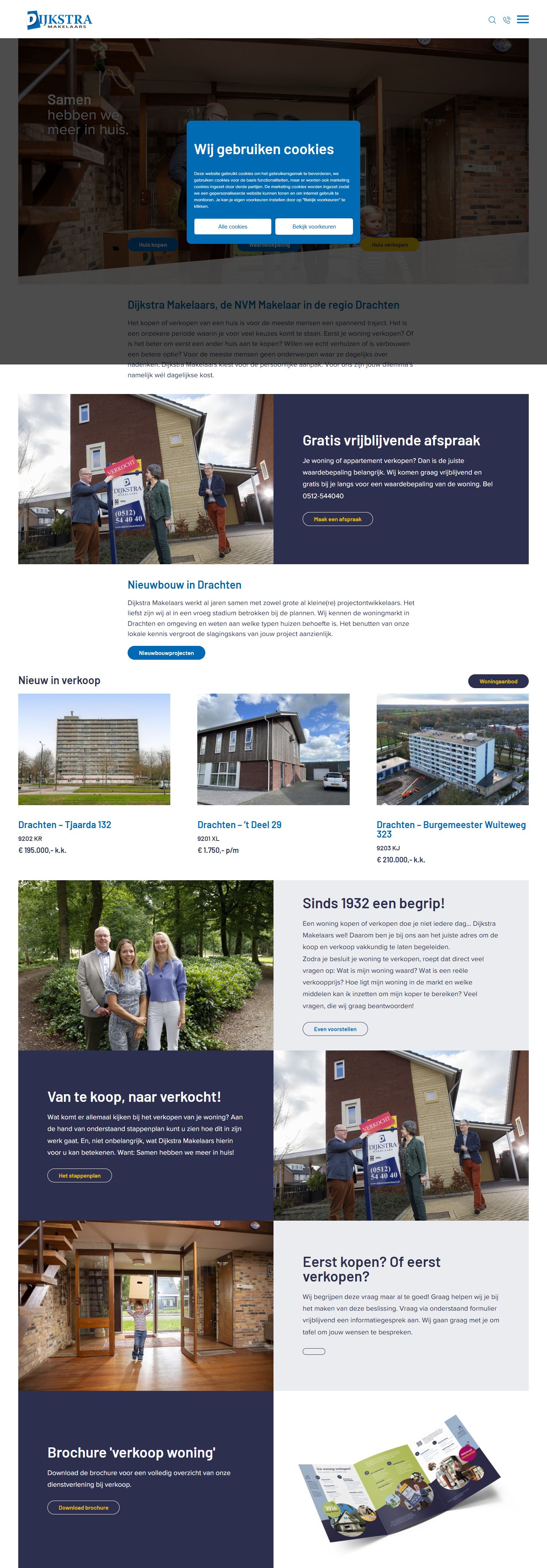 Screenshot der Website von www.dijkstramakelaars.nl