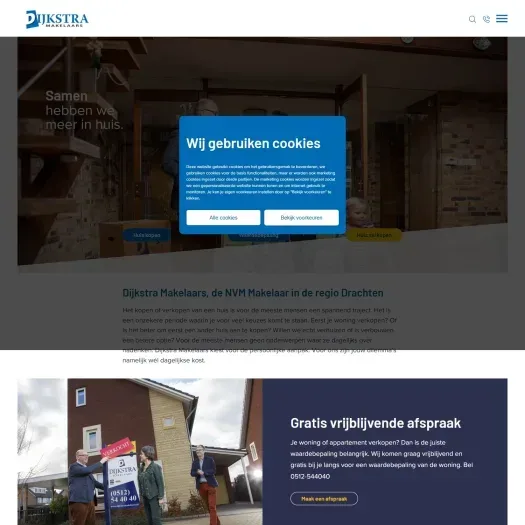 Screenshot der Website von www.dijkstramakelaars.nl
