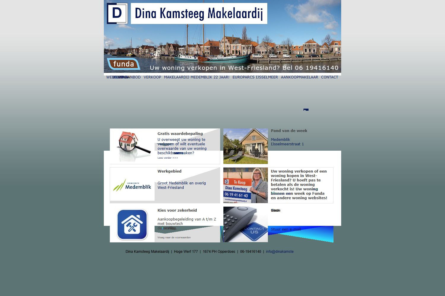 Screenshot der Website von www.dinakamsteegmakelaardij.nl