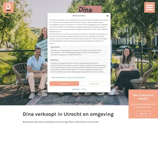 Screenshot of the website of www.dinaverkoopt.nl