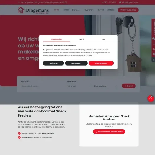 Screenshot van de website van www.dingemans.nu