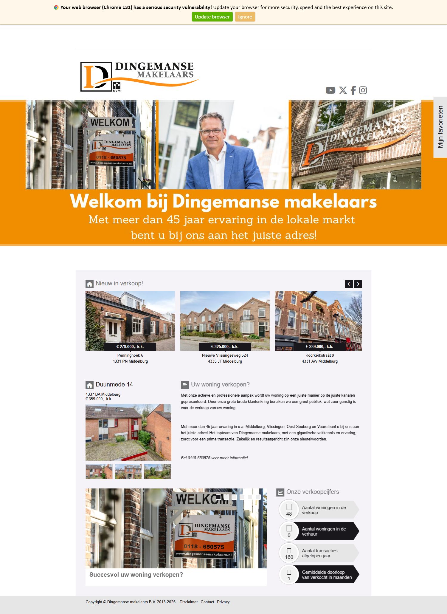 Screenshot of the website of www.dingemansemakelaars.nl