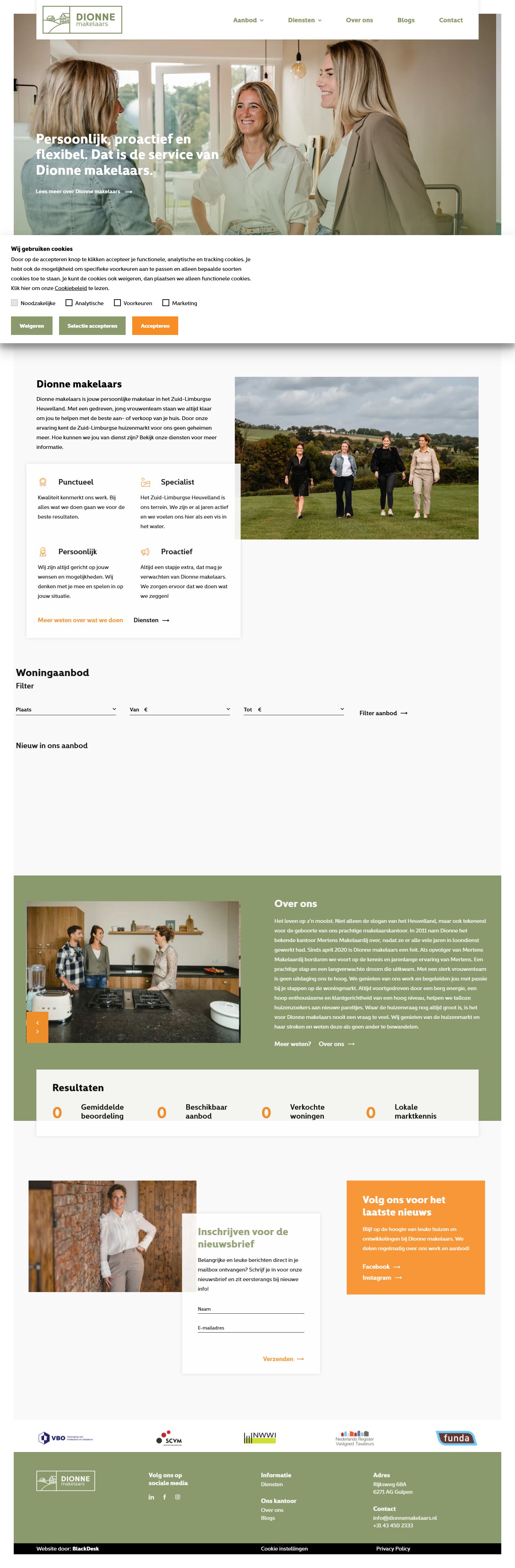 Screenshot der Website von www.dionnemakelaars.nl