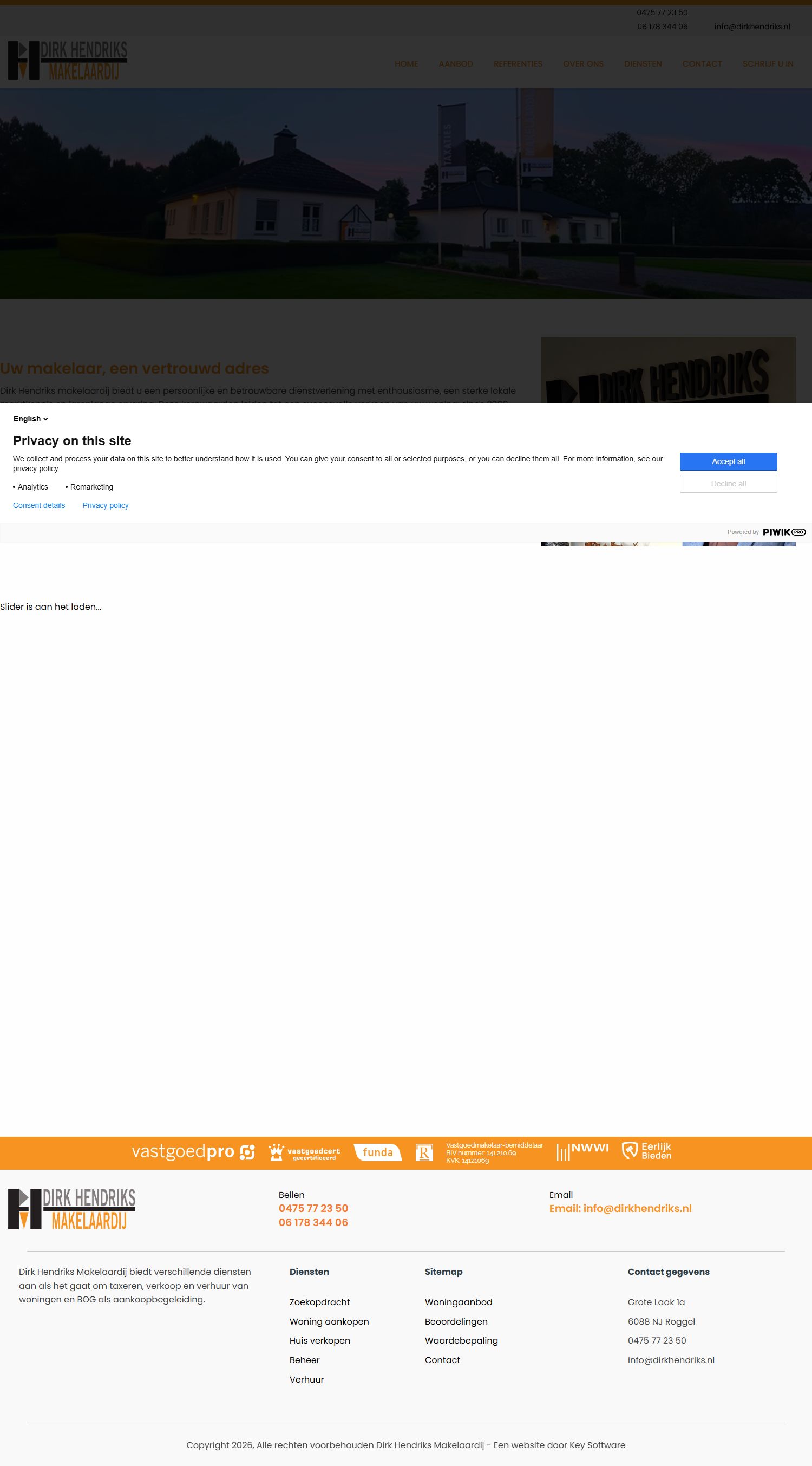 Screenshot of the website of www.dirkhendriks.nl