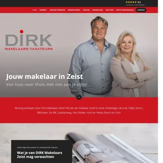 Screenshot van de website van www.dirkmakelaars.nl