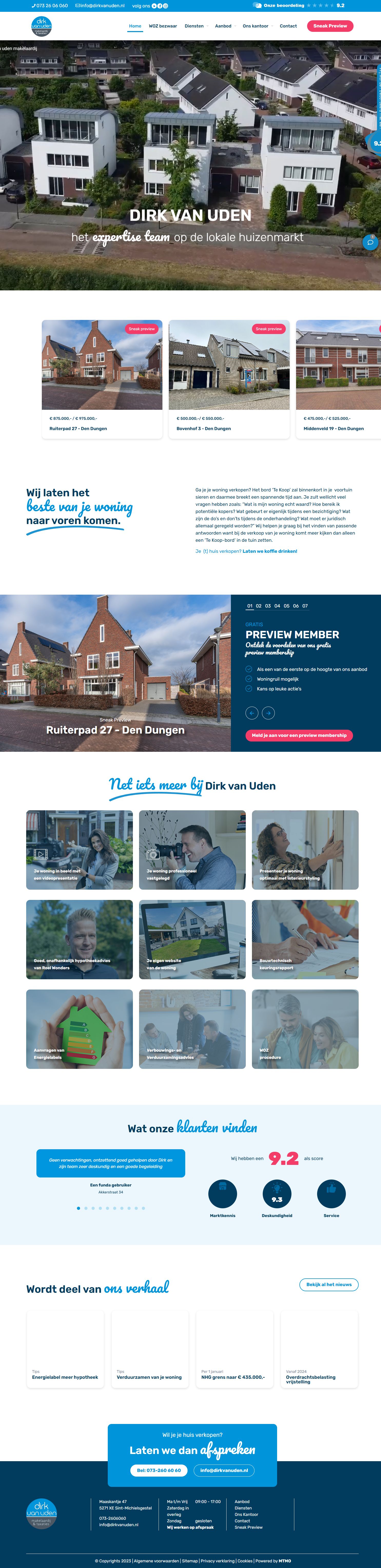 Screenshot of the website of www.dirkvanuden.nl