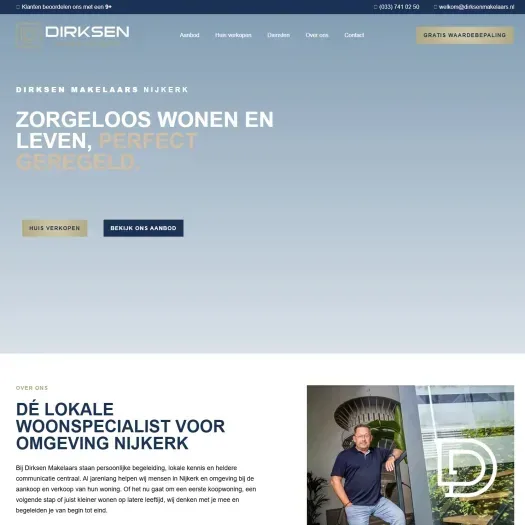 Screenshot van de website van www.dirksenmakelaars.nl
