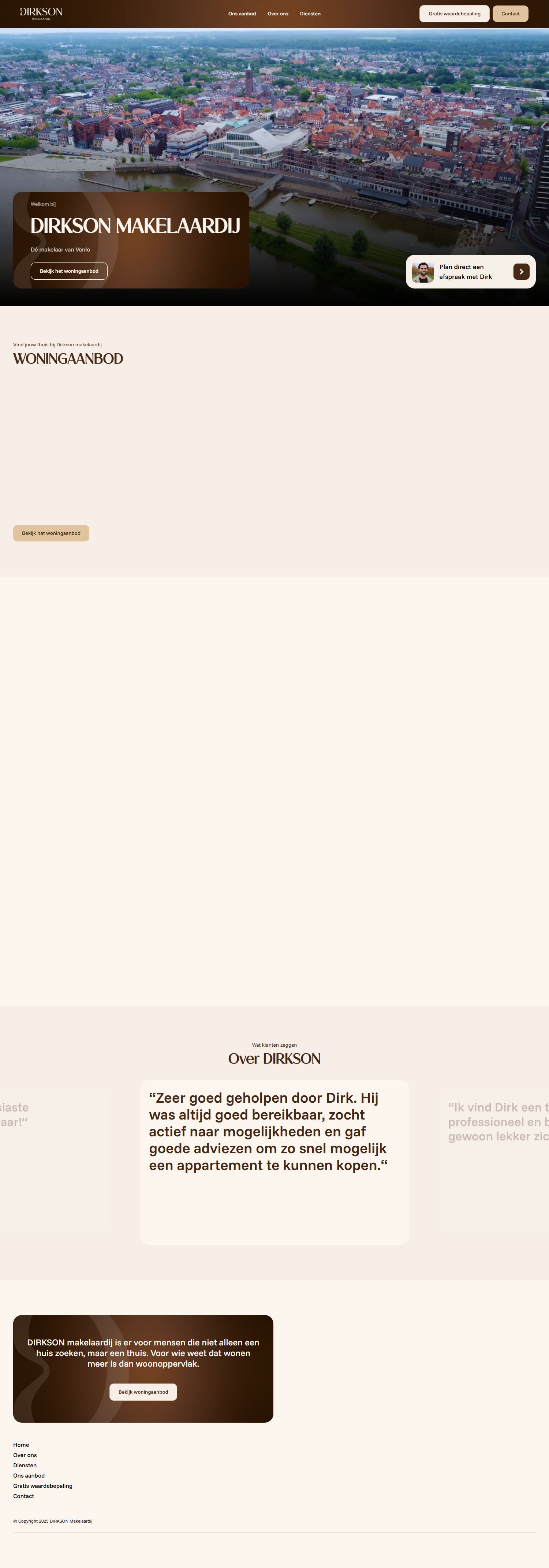 Capture d'écran du site web de dirksonmakelaardij.nl