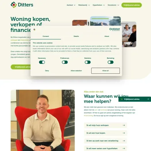 Screenshot der Website von www.ditters.nl