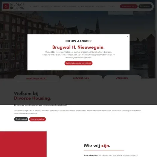 Screenshot van de website van www.divorcehousing.nl