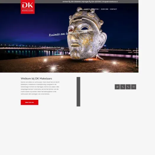 Screenshot van de website van www.dkmakelaars.nl