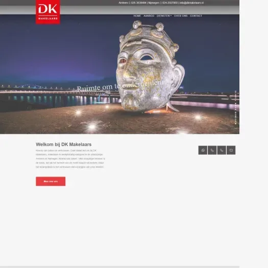 Screenshot van de website van www.dkmakelaars.nl