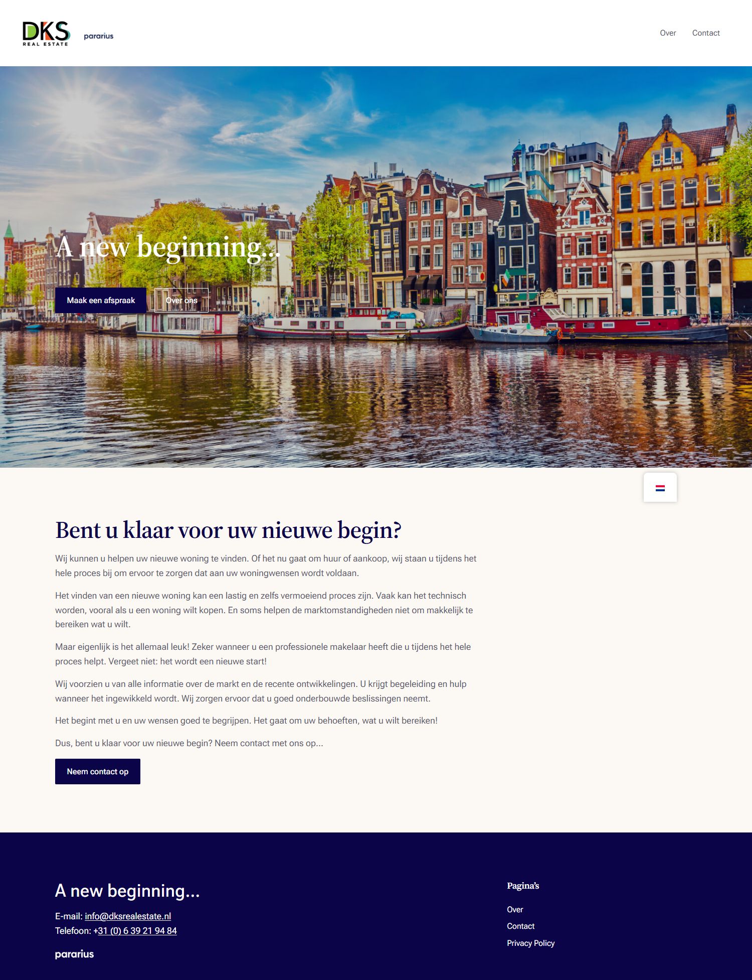 Screenshot of the website of dksrealestate.nl