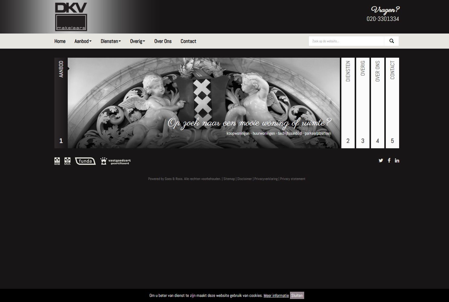 Capture d'écran du site web de www.dkvmakelaars.nl