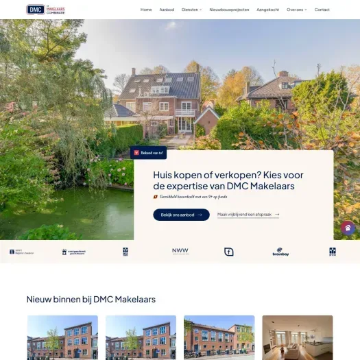 Screenshot van de website van www.dmcmakelaars.nl