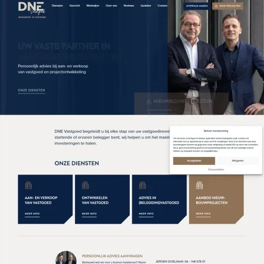 Capture d'écran du site web de dnevastgoed.nl