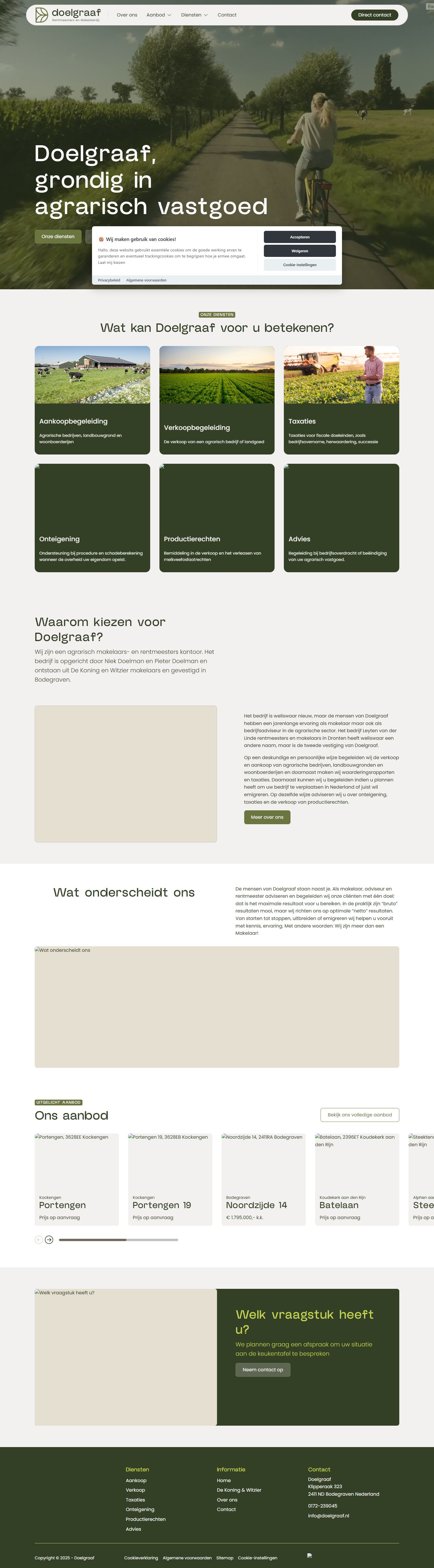 Screenshot of the website of www.doelgraaf.nl