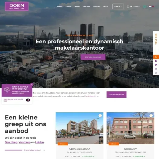 Screenshot van de website van www.doenmakelaars.com