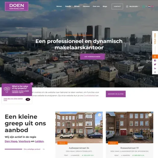 Screenshot der Website von www.doenmakelaars.com