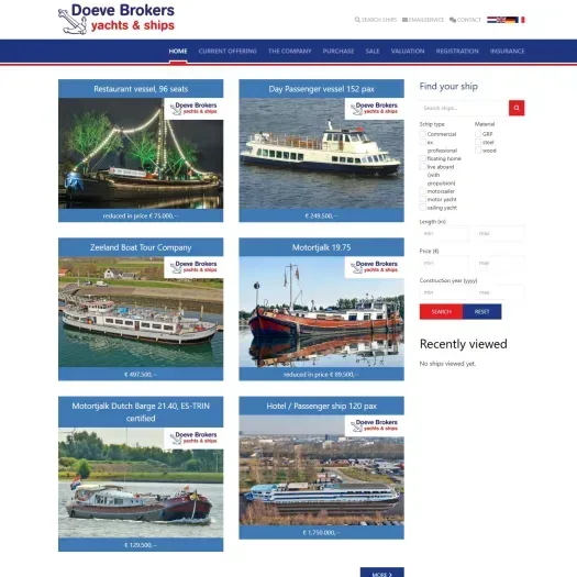 Screenshot van de website van www.doevemakelaar.nl