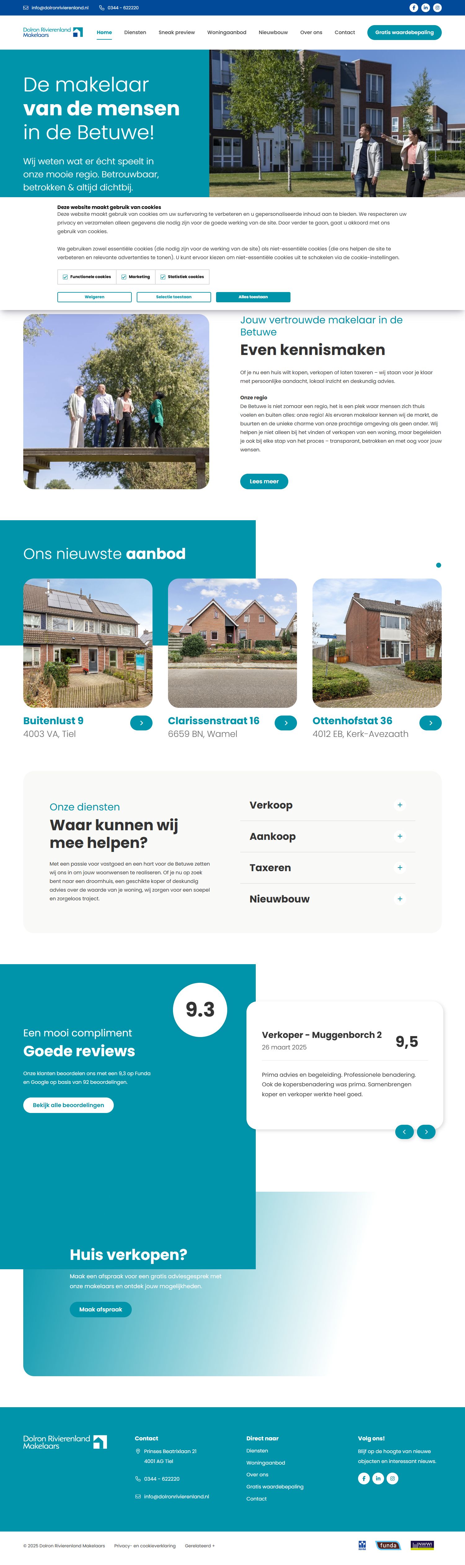 Screenshot der Website von www.dolronrivierenland.nl