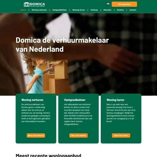 Screenshot van de website van www.domica.nl