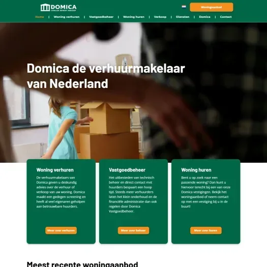 Screenshot van de website van www.domica.nl