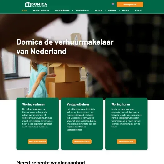 Screenshot van de website van www.domica.nl