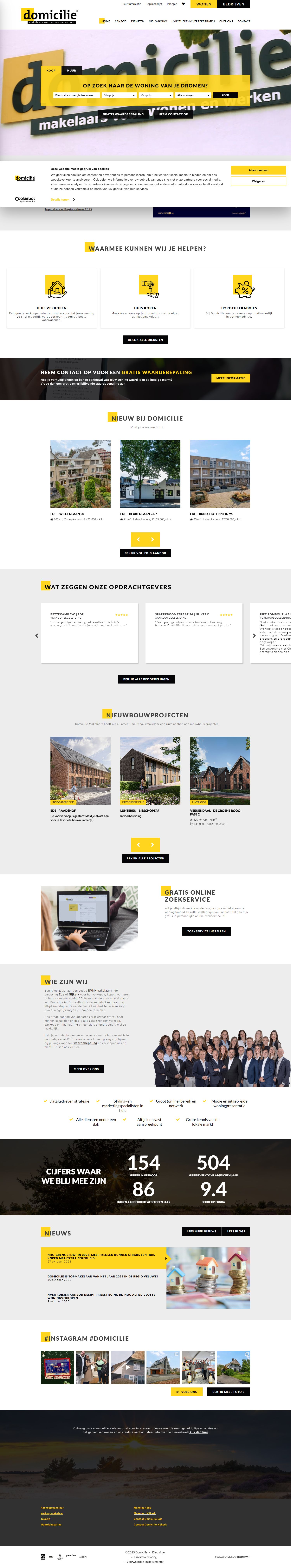 Screenshot der Website von www.domicilie.nl