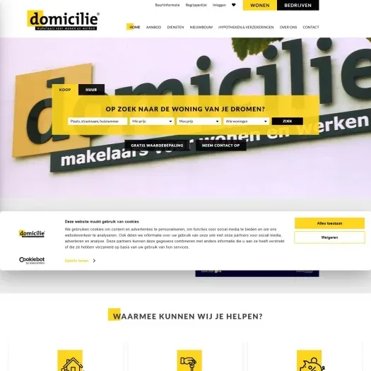 Screenshot van de website van www.domicilie.nl