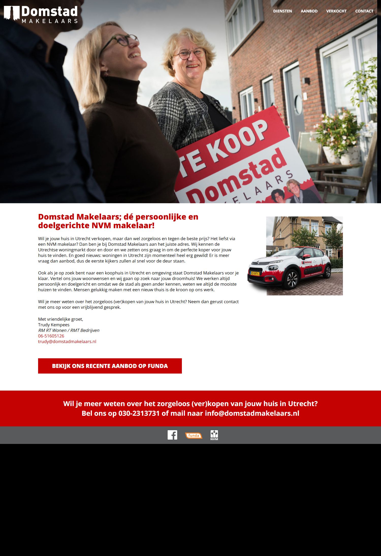 Screenshot of the website of www.domstadmakelaars.nl